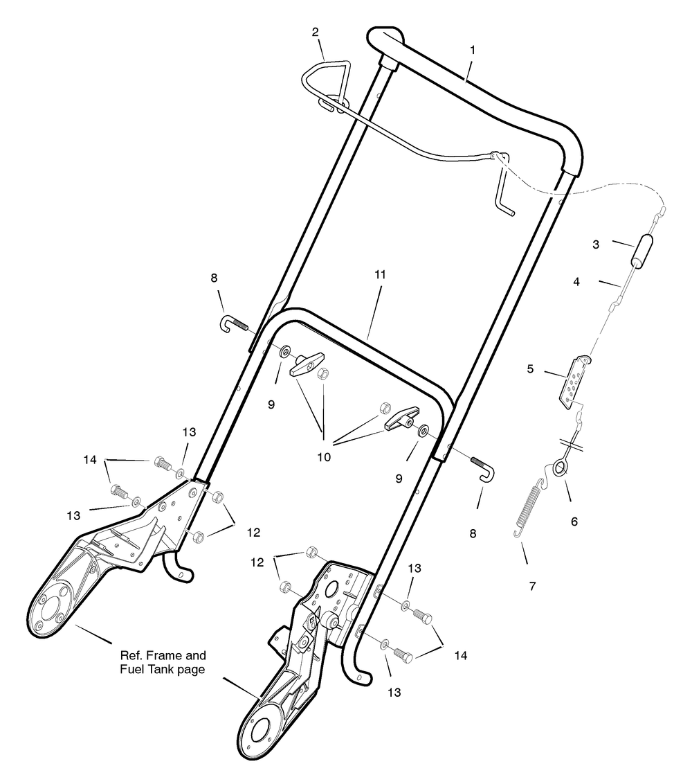 Handle Assembly Diagram and Parts List for 622594X85NB 2005 Briggs and Stratton Snow Blower